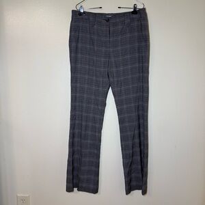 CAbi Charcoal and Pink Plaid Straight Leg Dress Pants